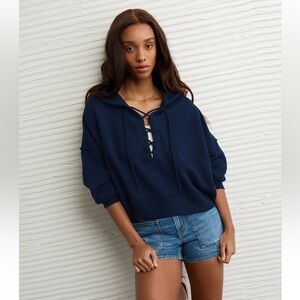 NWT American Eagle Oversized Big Hug Lace-Up Hoodie